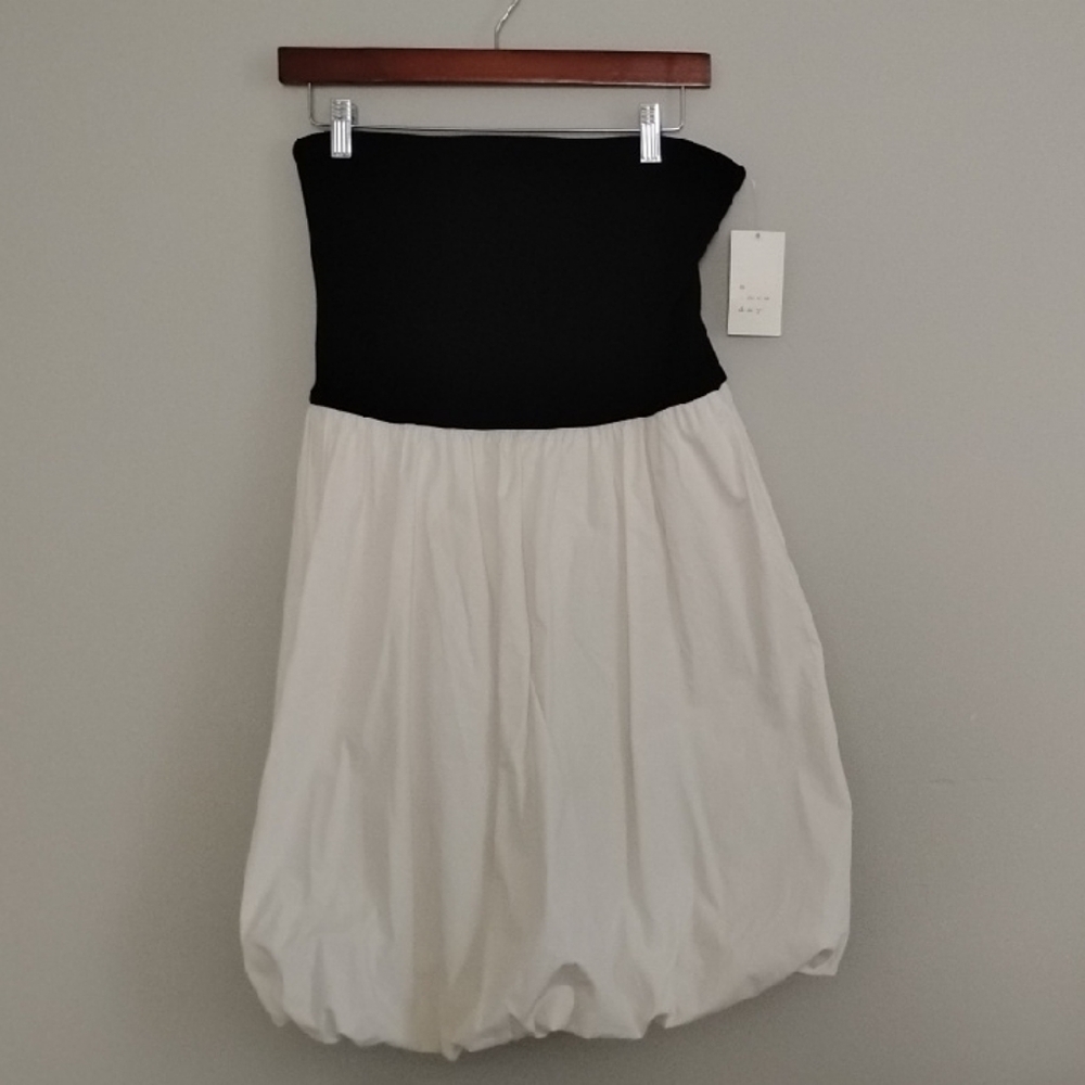 a new day Black And Cream Sleevless Dress Medium NWT